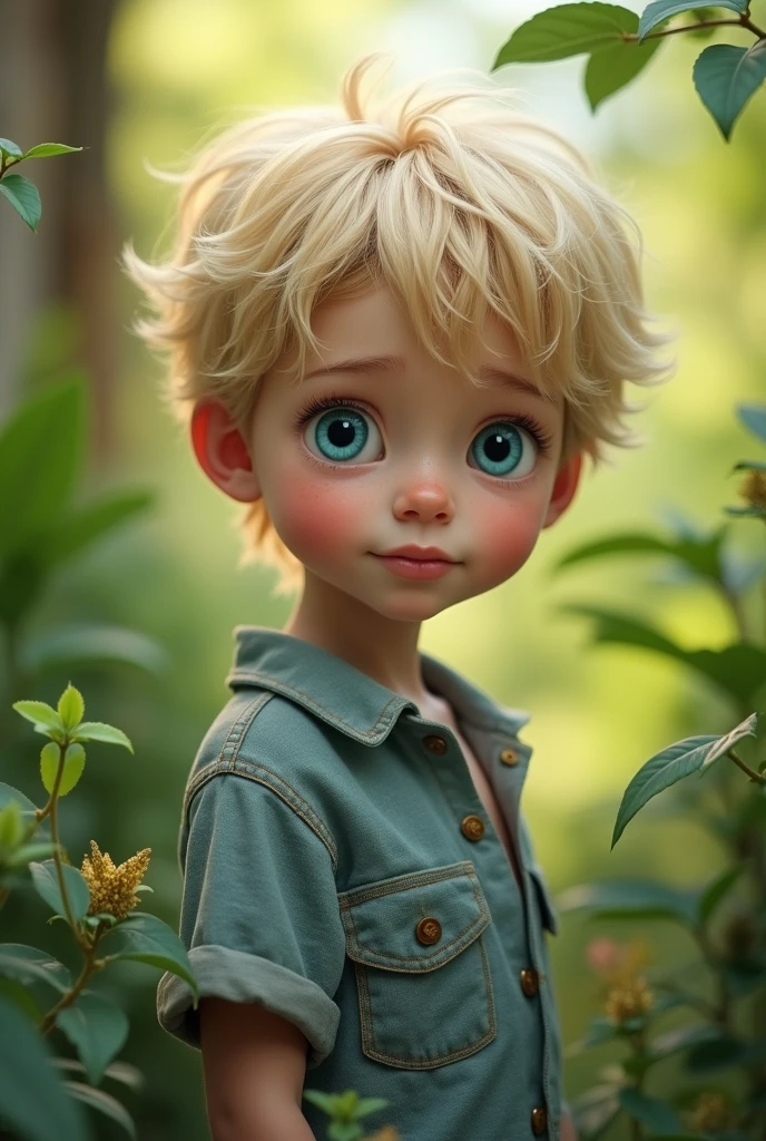 boy, with dark blonde curly hair and grey eyes