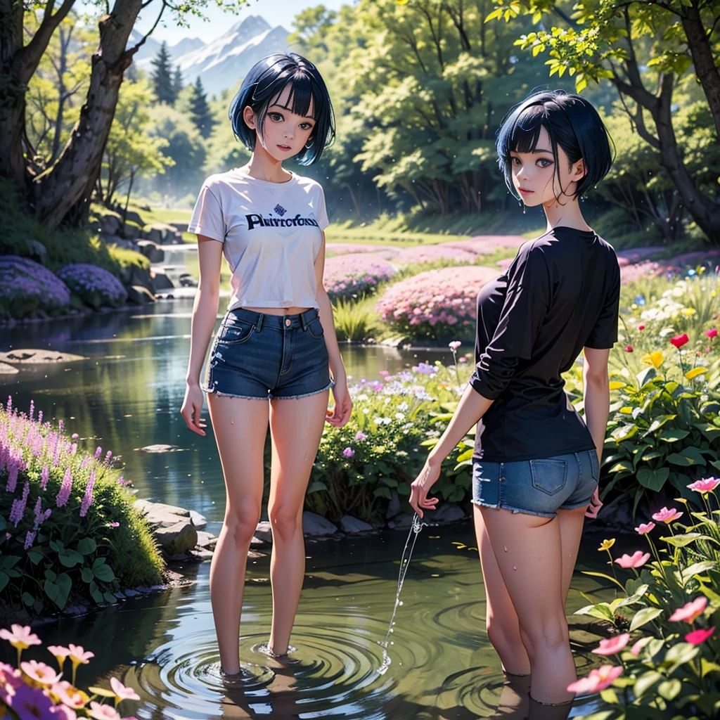 Masterpiece, best quality, white one piece, skirt, black hair, small breasts, girl, upper body, hot, sweating, sitting on chair, pigtails, looking at camera, sea, summer, facing forward, legs spread, angry