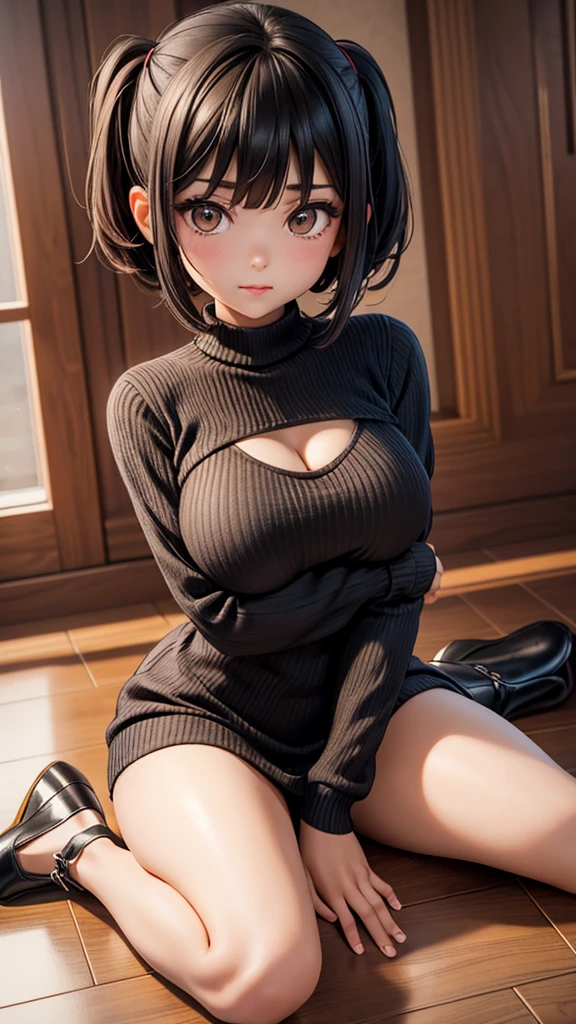 pov,1 boy, penis, breasts blowjob, paizuri, penis is between breasts, penis in breasts, breast squeeze ,1 cute gir ,4K,asia girl,black hair,sit on one's knees