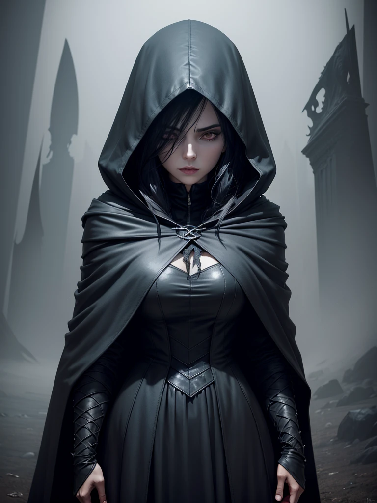 A melancholic beauty, her deep blue eyes shimmering under the moonlight, clad in a black open hoodie. This portrait captures a young woman with dark hair and a touch of sorrow in her gaze. The image is a vivid photograph that beautifully showcases her features. The subtle nuances in her expression, the way her eyes reflect the light, and the contrast of the dark clothing against her pale skin all contribute to the striking composition. The high resolution and attention to detail make this image truly captivating, drawing viewers into the emotional depth of the subject.