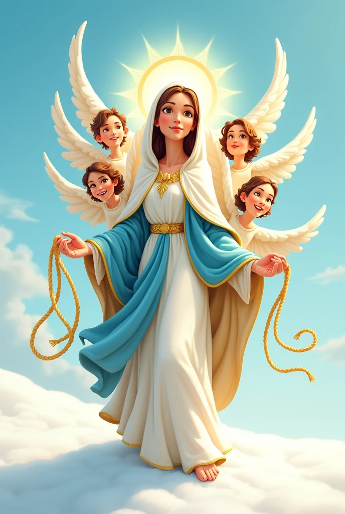 The pure and beautiful Virgin Mary and the beautiful female angels。
