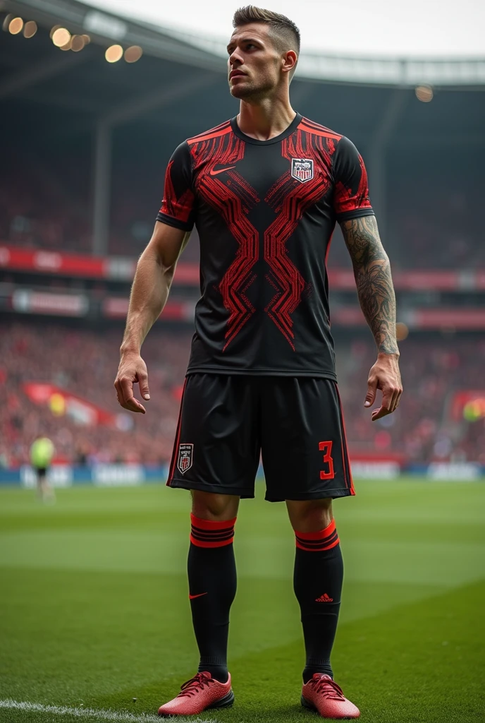 Very nice football shirt with black and retro red