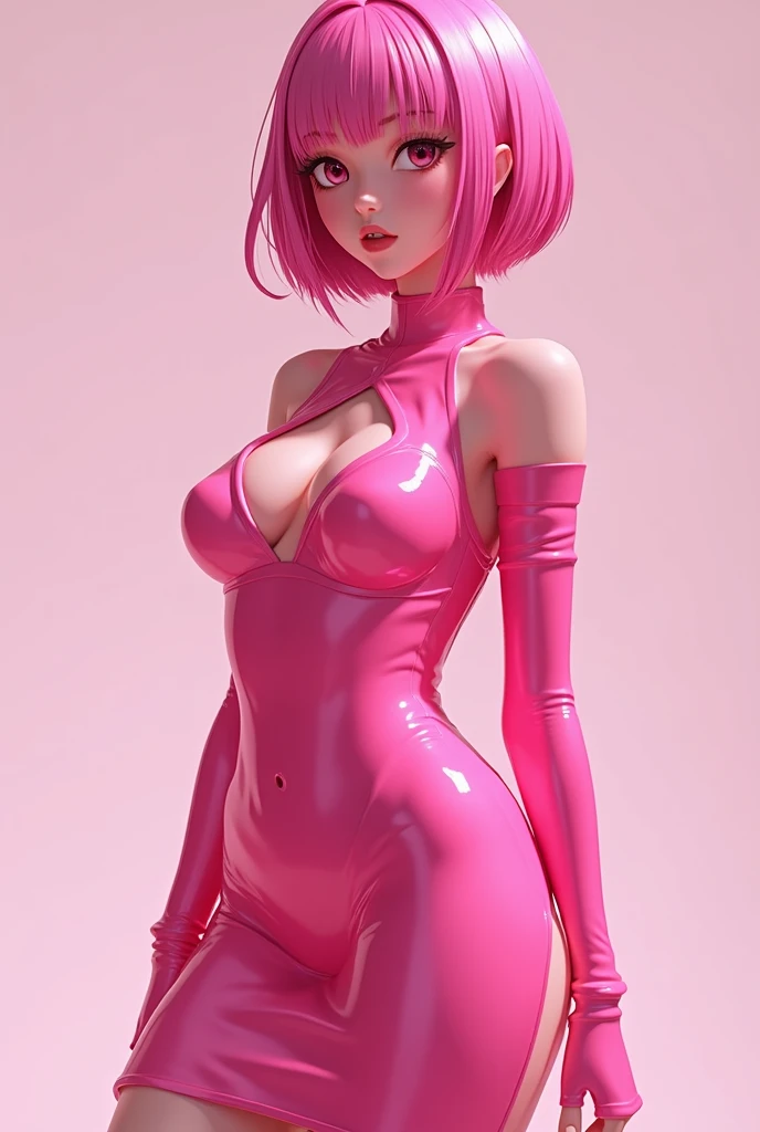 hand wearing a pink latex glove, pin up style