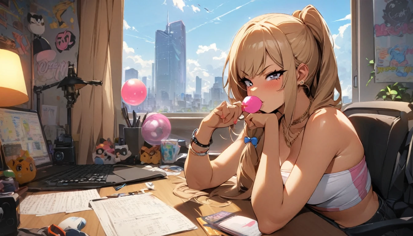 Chica anime metiendo un ???? en su boca