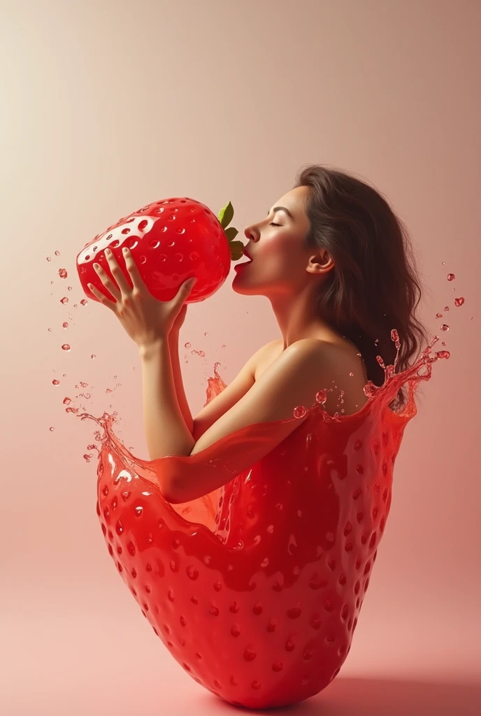 (Fantasy watermelon masterpiece looks like naked woman, ethereal naked watermelon fruit, wide eyes, open mouth, sharp teeth:1)