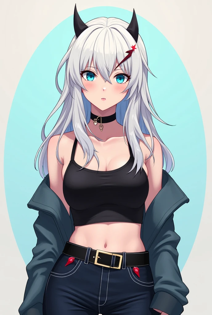 (masterpiece:1.2)、Highest quality、PIXIV、Rebellious girl、One girl、Open your mouth、鋭いteeth、teeth、Long Hair、Street background、gem、badge、ボタンbadge、Food、Bright red eyes、Earrings、Jacket、eyelash、Foodを下にして、Upper Body、Characters in clothes、zipper、collar、cable、chain、Stickers、hoodie、smile、Focus on the viewer、Chest in the center、Shoulder Bare、Belly button、Black and white hair color,leaning forward,Cyberpunk city,Night view,Black and white grey outfit,Overflowing drool、saliva、White Breath、Sigh