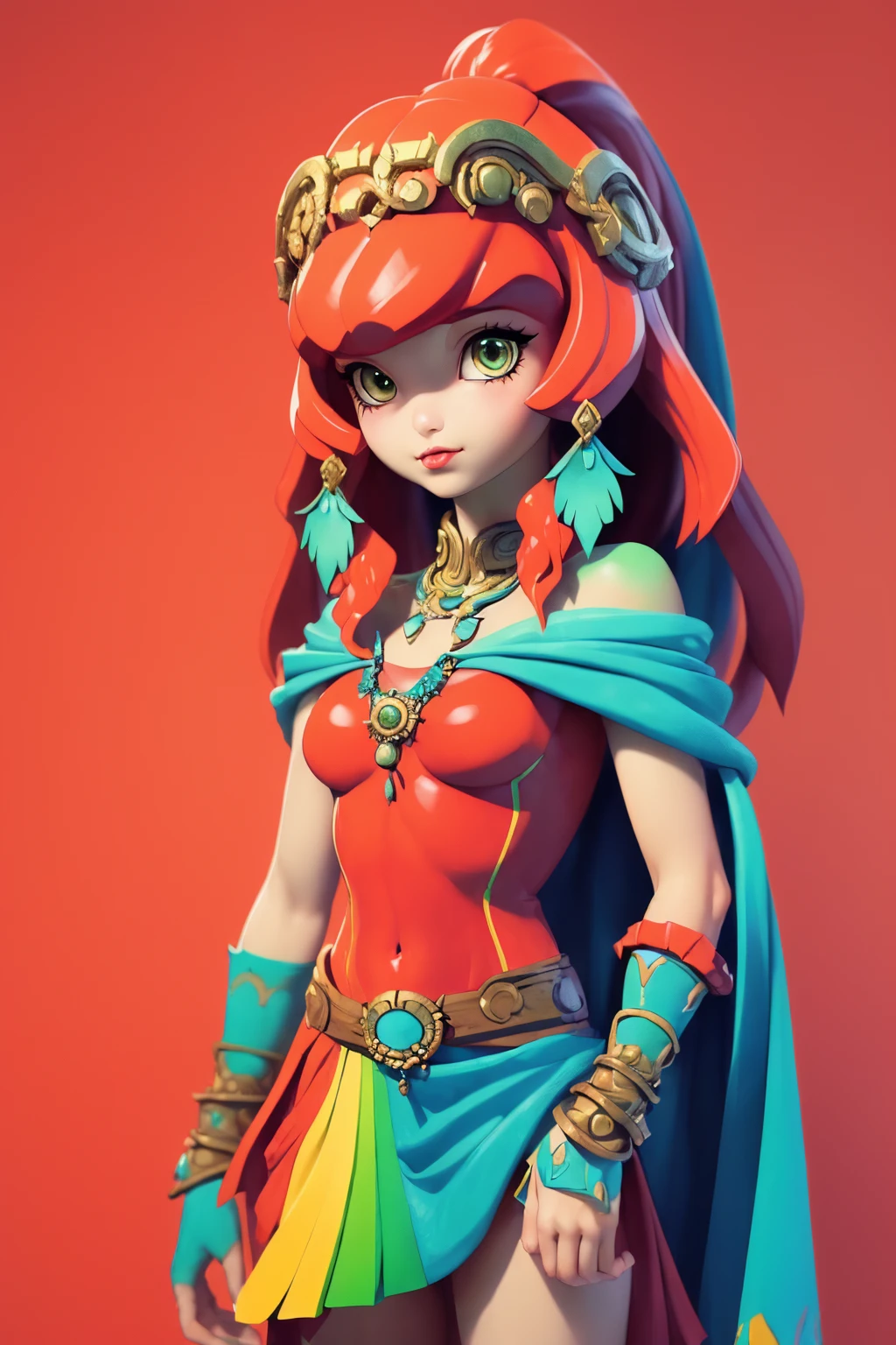 (masterpiece, best quality:1.3), (flat color:1.3),(colorful:1.3), cowboy shot, mipha \(zelda\), 1girl,solo,  