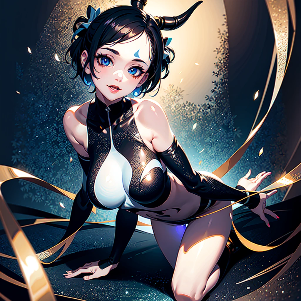 ((Cinematic light, Best quality, 8k, Masterpiece :1.3)), 1girl, Beautiful woman with thin abs :1.4, (purple hair, small breasts :1.3), rope panties, bra :1.2, hopefully falling, seductive open lips, sofa, ultra-detailed face, detailed eyes, double eyelidwork, best quality, Neeko, hair ornaments, hair flower, body paint, calango tail, trying to be sexy,(( golden reverse bunnysuit)), showing sweaty armpits, steamy, sexual teasing, ((legs spread while squatting to the viewer)), fight position, hands shining purple, see-through bikini,