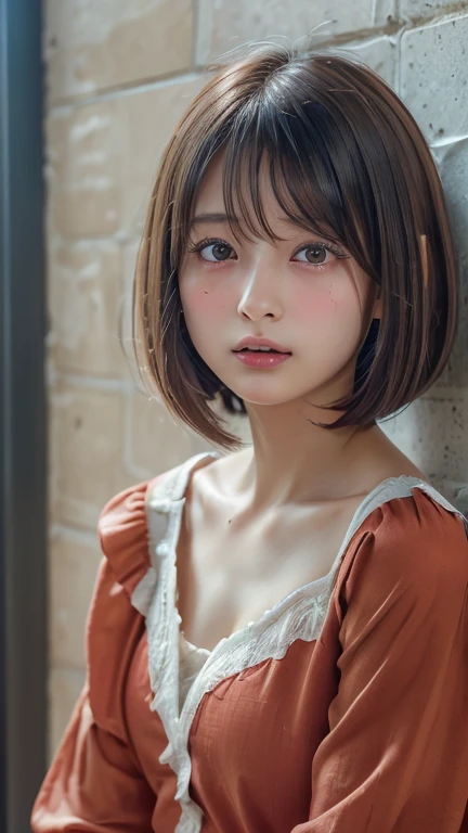 ((sfw: 1.4)), detailed face, cute face,brown eye, , extra short hair, sidelocks-hair, master piece , best quality, matured woman face , squatting , blouse , japanese , room , indoor