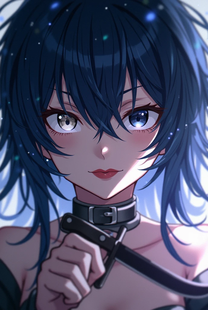 black haired blue eyed man