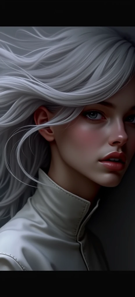 painting of a woman with white hair and green eyes, girl with white hair, rossdraws 1. 0, rossdraws digital painting, rossdraws 2. 0, rossdraws portrait, wlop rossdraws, lois van rossdraws, neoartcore and charlie bowater, stunning digital illustration, detailed matte fantasy portrait, charlie bowater character art, style of charlie bowater
