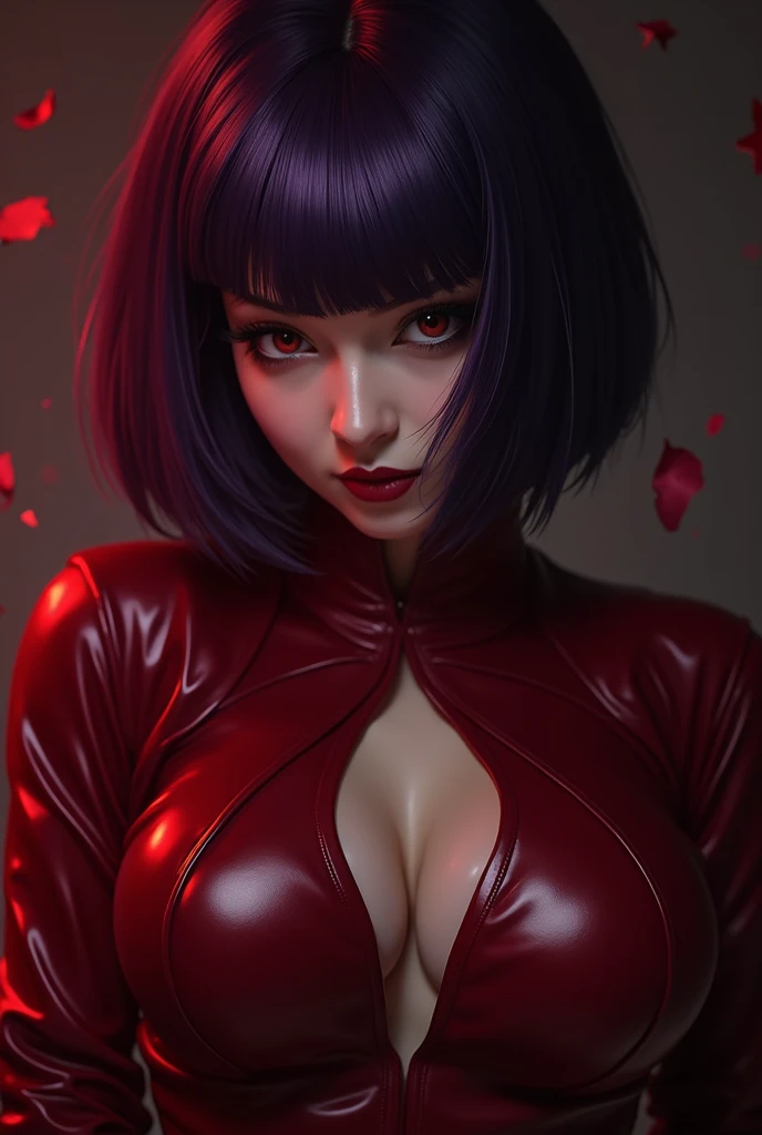 Ada Wong wearing a skin tight body suit with exposed belly, detailed navel piercing, womb tattoo, high res, ultra HD, black, perfect face, detailed eyes, soft lips