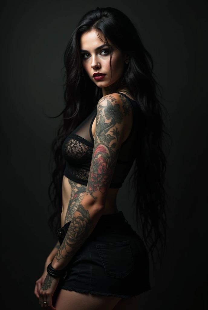 Black hair girl tattoos on arm vianey stylist