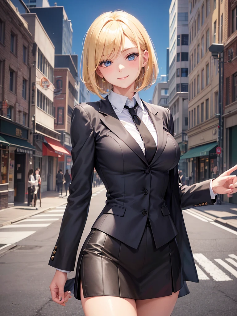 ((masterpiece)), (best quality), official art, extremely detailed CG, unity 8k wallpaper, ultra detailed,
Naje Berca, blonde hair, short hair, blue eyes, jewelry, earrings, medium breasts,
black suit, black pencil skirt, miniskirt, purple neckwear, outdoors, european city, old city,
Flustered, Dancing on a moonlit stage, she captivates the audience with her fluid movements and grace, cowboy shot,
<lora:Naje:0.7>