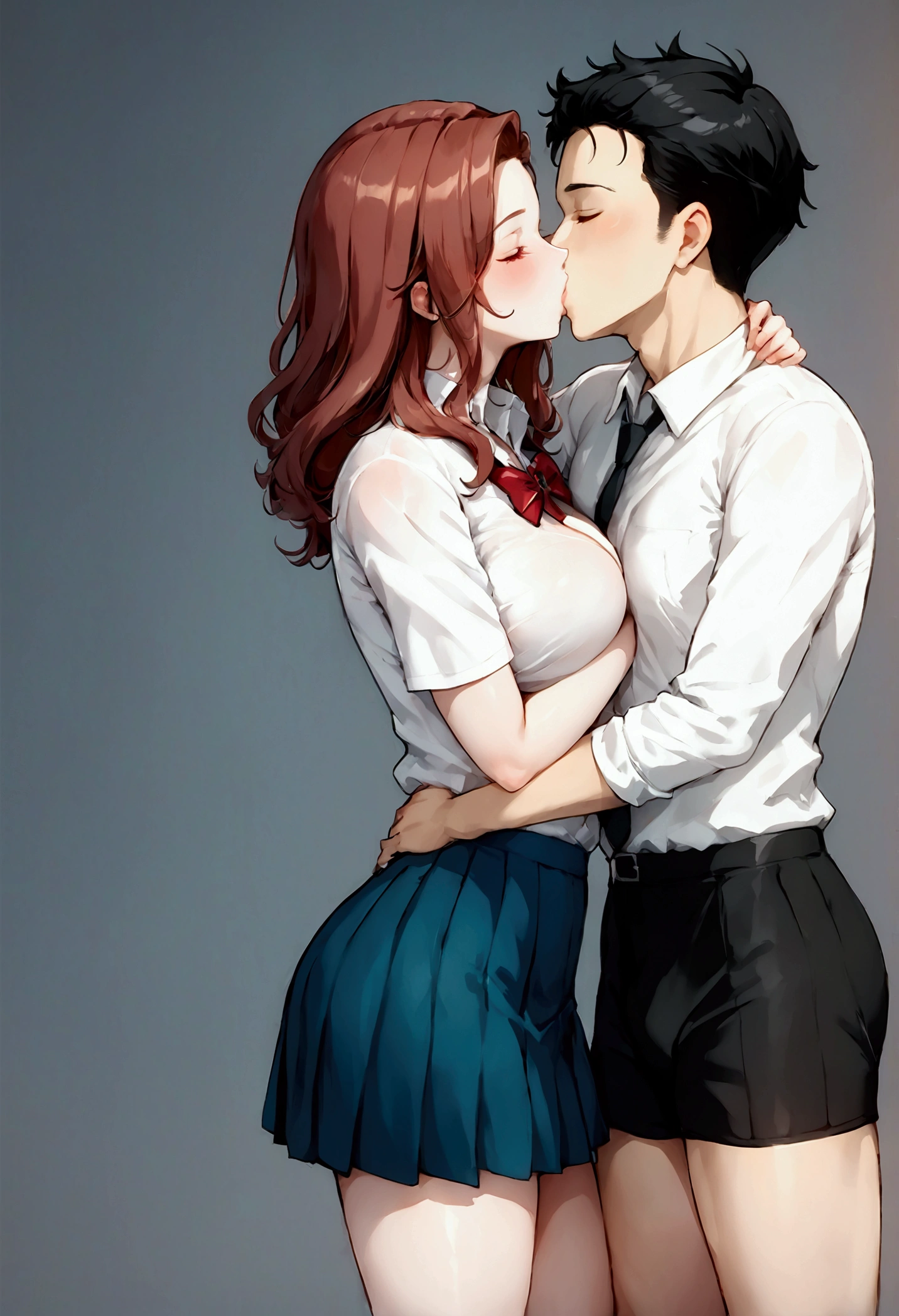 A school boy and girl kissing in side boy half white shirt and girl white top black short skirt sexi picture 