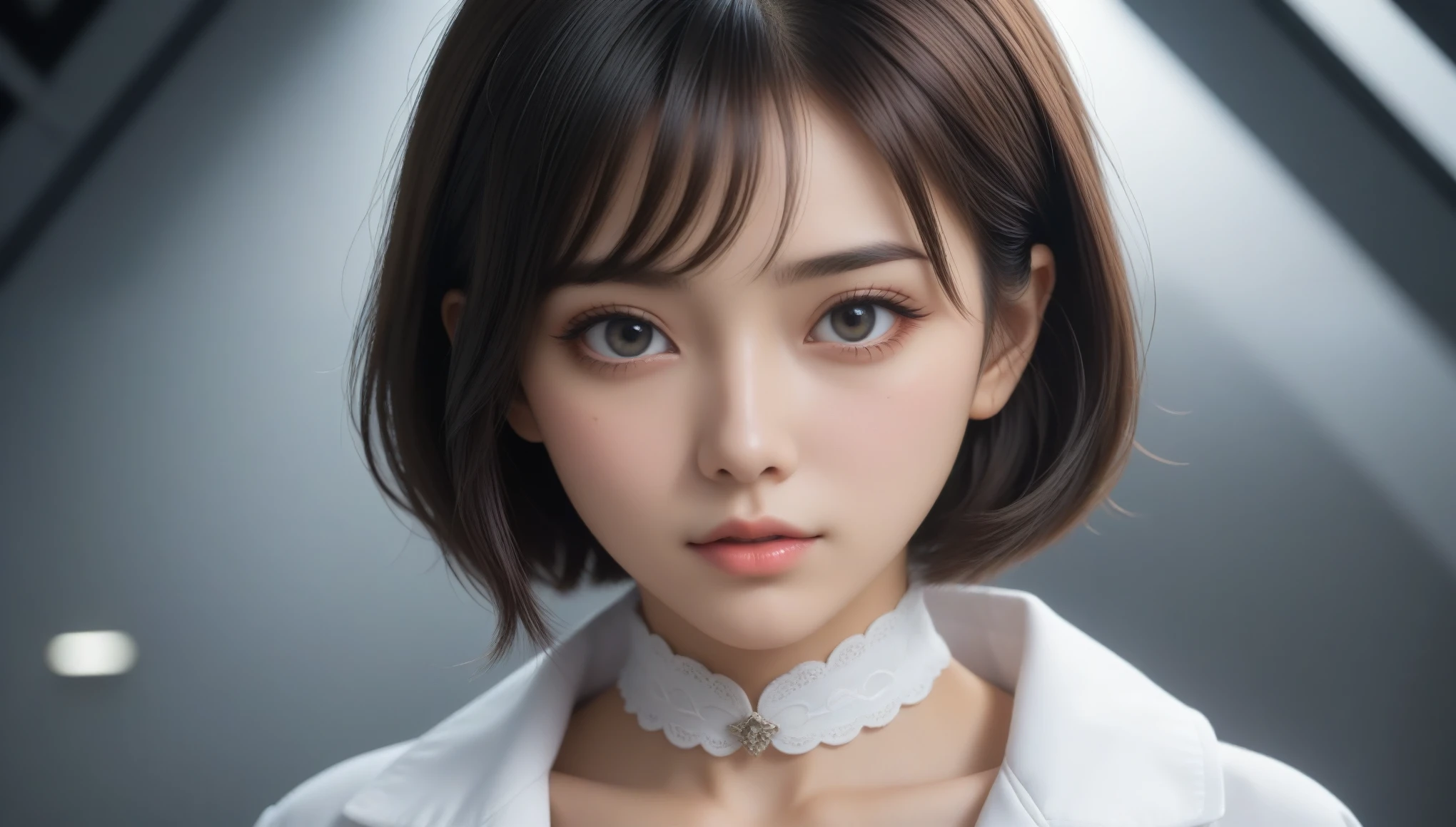 (masterpiece),(highest quality:1.0), (Ultra-high resolution:1.0), Detail view, 8k, anime, One girl, beautiful anime girl, Wearing a red dress, Flower Crown, Pretty face, Detailed face, Beautiful Eyes, Fine grain, Dark red eyes, Bright red lips, Red lipstick, Beautiful and stylish hair, Hair highlights, bangs anime style, highest quality, Vibrant