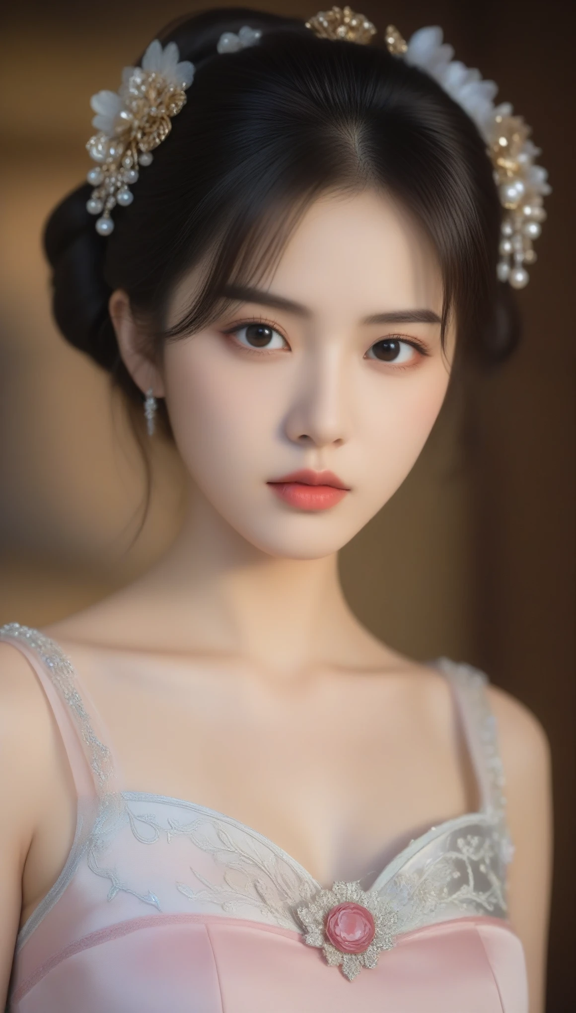 8k, Ultra-high resolution, Best Quality, masterpiece, 三分割法によるphotograph,Surreal, photograph, 1 , (:1.3), cute, cute顔, 細部までBeautiful Eyes, 細かくdetailedに,masterpiece,One Girl:1.2,Japanese women,princess,extream close up,glaring,Black Short hair,Curl inside hair,ID photo,future,Brutal Cyberpunk Woman,Luxurious and gorgeous,Stone Room,(Luxurious dress in the Rococo style:1.5),Lavish Decoration,(BDSM Mistress),(With collar),(Upper class lady:1.5),Expressions of despair,Dark and atmospheric lighting,Subtle details, detailedな顔,anger,Attractive eyes,(ポートレートphotograph:1.4),(Photorealistic images:1.4),Fantasy art,(Beautiful Face:1.4),美しくAttractive eyes、Beautiful Eyes,Silver Remaining,(Tight waist:1.4)、(Beautiful with perfect body proportions:1.4),Pink Lips,profile,(((Ideal body type))),A cup small bust :2,、Portraiture:2、Perfect Anatomy、鮮明なdetailed、detailed,Thin lips,完璧でBeautiful Face ,完璧でcute顔, Detailed skin, Perfect limbs、Narrow waist,Surreal,Light and Shadow,Fashion magazine cover,spotlight