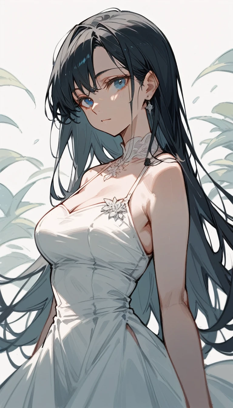 girl lying among rose bushes,Long black hair,Looking at the sky,hands on the chest,微笑着Looking at the sky,Gives people a sunny and cheerful feeling