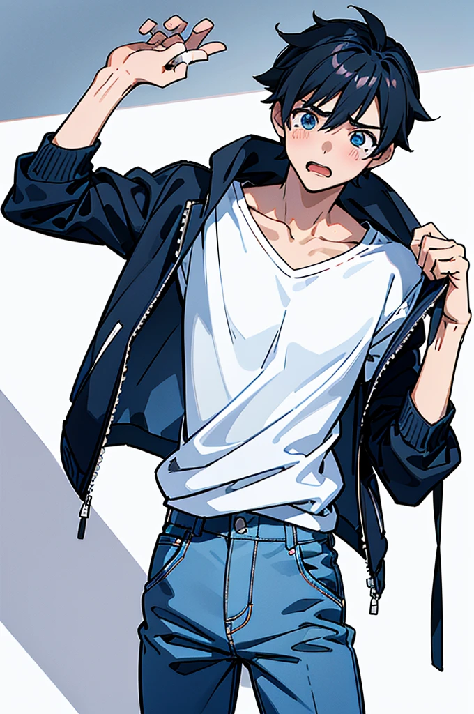 (This boyは純朴で元気でかっこいい:1.4),The charm of being a teenager,(Thin eyebrows),((Cool casual clothing adjustments:1.4)),Big Clothes,White hoodie,summer,Chosen by Fate,clavicle,Hard, (Thin limbs),Light and Dark,,Unevenness,Tsundere,Winner of the National High School Boys Mister Contest,(Official website of the National High School Boys Mister Contest),Handsome,Smooth CG art,Anime Art,High resolution,Highest quality,,4K,8k,Best Quality,Depth of written boundary, (Man face), (Hands expressing emotions), eye,Big Eyes,,Big ass,Virtue,clean,clear,(Makoto Shinkai Style),blush,sexual excitement,,(Open your mouth,tears,Drooling),This boyは男子的な思考のままで,(This boy:1.4),,Male commentator, VR game commentator,Sci-fi absurdity,This boy童貞,This boyの膨れた股間が,(Suddenly, a listener request came in from his smartphone.「Give me your dick」Loss of reproductive organs),,Discomfort in the crotch gap,(Become a cute girl,picture?),Artwork,