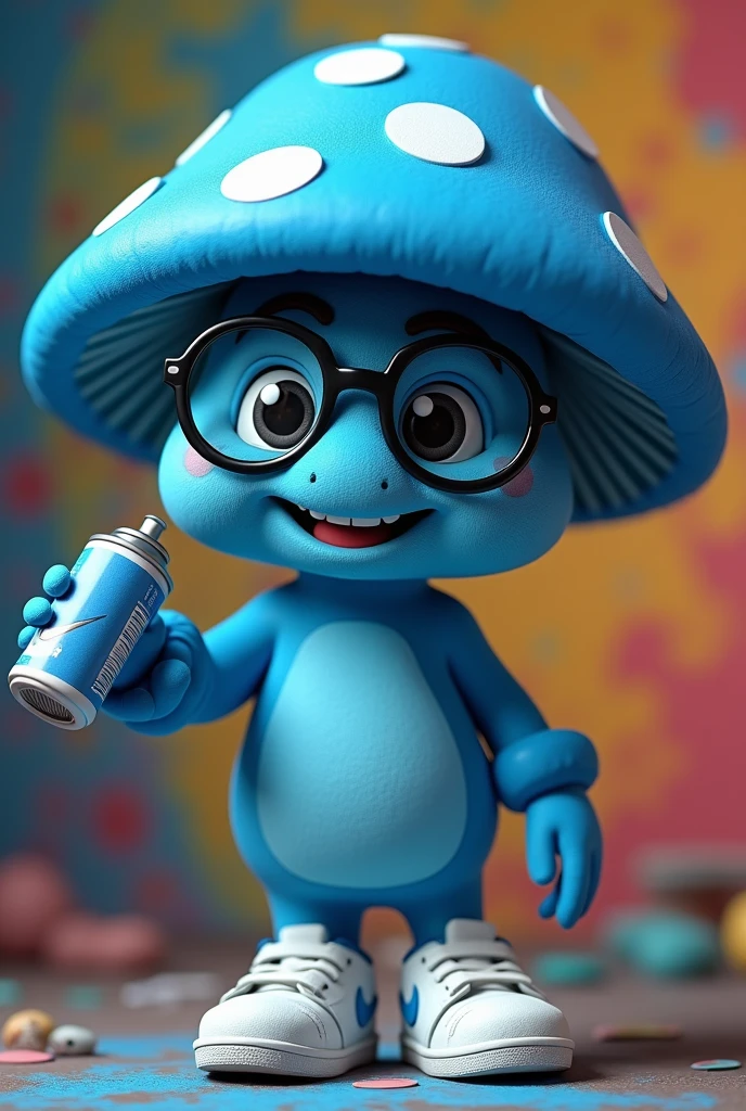 a 3D animated style chameleon character, blue colored eyes, wearing stylish glasses, sitting on a technological desktop in a creative studio, detailed facial features, detailed clothing, highy detailed, 8K, studio lighting, swirly vibrant colors, film composition