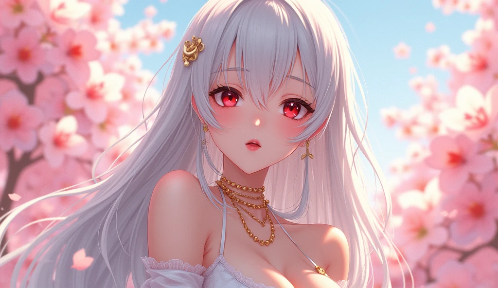 White Hair、Pink Eyes、Short Hair、laughing、Only one girl、alone、Cute、Face is close、Night、Sitting on the bed
