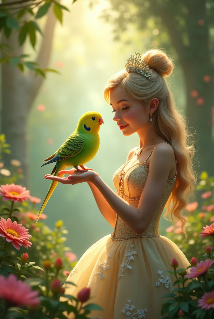 a pixie man kisses a tall fairy under a magic mushroom