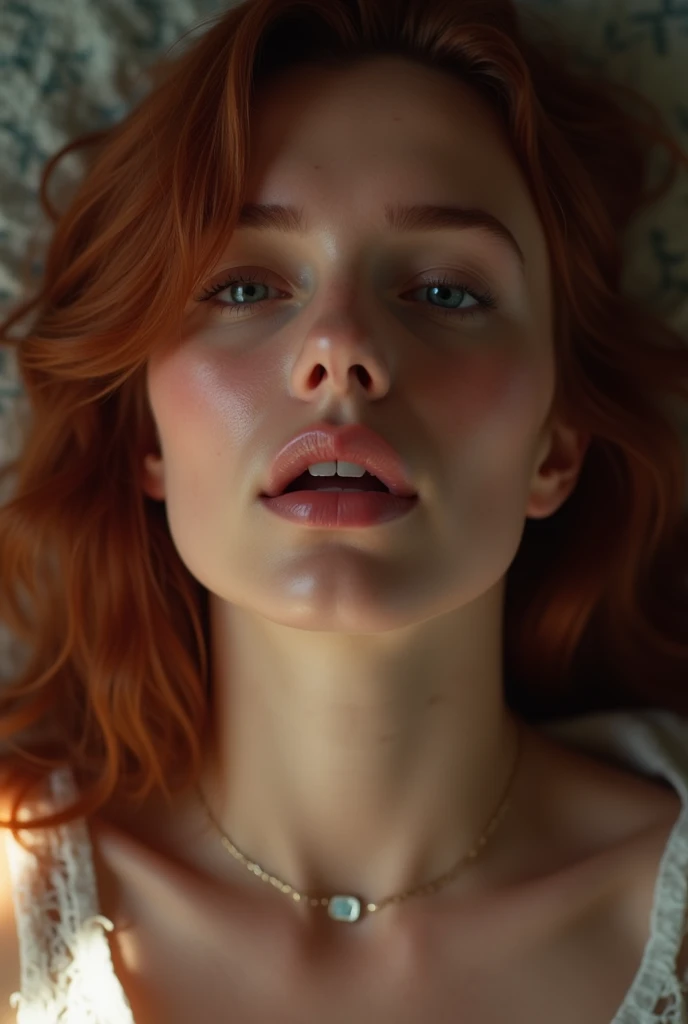 Three girls one redhead 20 years old (in bed making out naked and sucking their breasts)