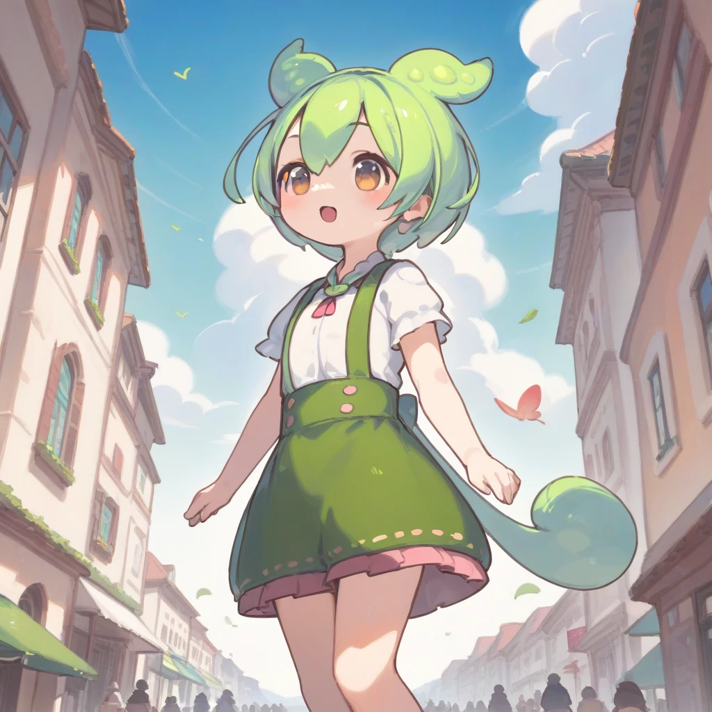 score_9,score_8_up, score_7_up, score_6_up, score_5_up, score_4_up,best quality, masterpiece,anime coloring , uncensored,1girl, zundamon,voicevox ,green hair, blush stickers, animal ears,long hair, low ponytail, hair ears, from side, cinematic angle, looking to the side, dark persona, Edinburgh city, open mouth,