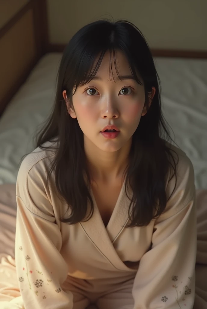 Newborn lying in bed，ChineseGirl，cute young girl，She has a cute expression，Cute little girl s，Babe，Wear a cute outfit，pretty face sharp chine，she has a cute face，largeeyes