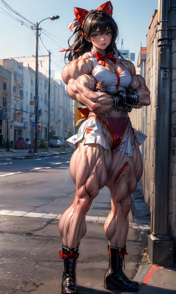 (Passionate, romantic), (Bara hunk with bulging muscles and rugged features, anatomically correct), (Best quality anime Fate), Napoleon Bonaparte from Fate, military uniform, showing off, (full body portrait), (fundoshi), center of the city