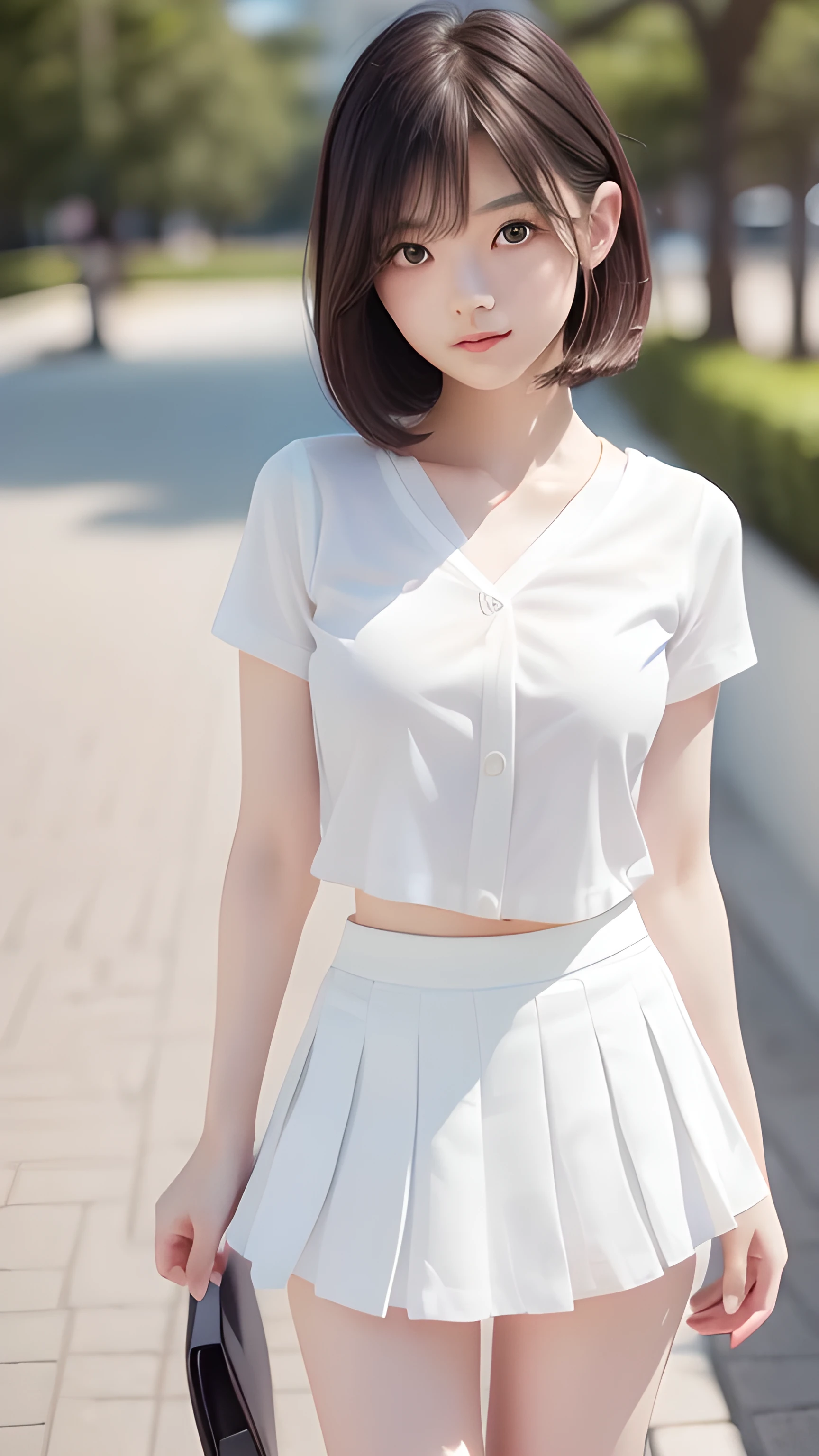 1 girl in a white skirt
