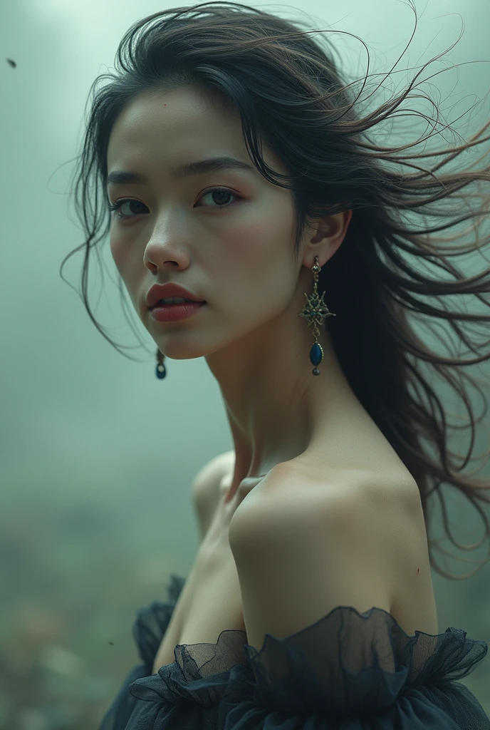 spidergirl,metaxneri ,native korean,back view,intricate details,realistic humid skin,extremely intricate,Epic Realistic, Romantic, cinematic style,irina yermolova, messy hair,luminous eyes,extremely detailed, (night landscape),masterpiece,intricate details,faded,eyes extremely detailed, high detailed eyes,16k resolution,RAW, Canon EOS R3,in action,extremely dangerous landscape,Monteverde Cloud Forest of Costa Rica, Pisces, transition between two art styles, Double contact, X-ray,Mestichino,Light particles