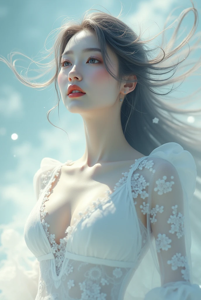 there is a woman that is laying down on a cloud, exquisite digital illustration, blurred and dreamy illustration, dreamlike digital painting, beautiful digital artwork, blurred and dreamy illustration, trending on cgstation, dreamy illustration, Ethereal Fantasy, a beautiful artwork illustration,  dreamy art, stunning digital illustration, ethereal and dreamy, beautiful digital illustration