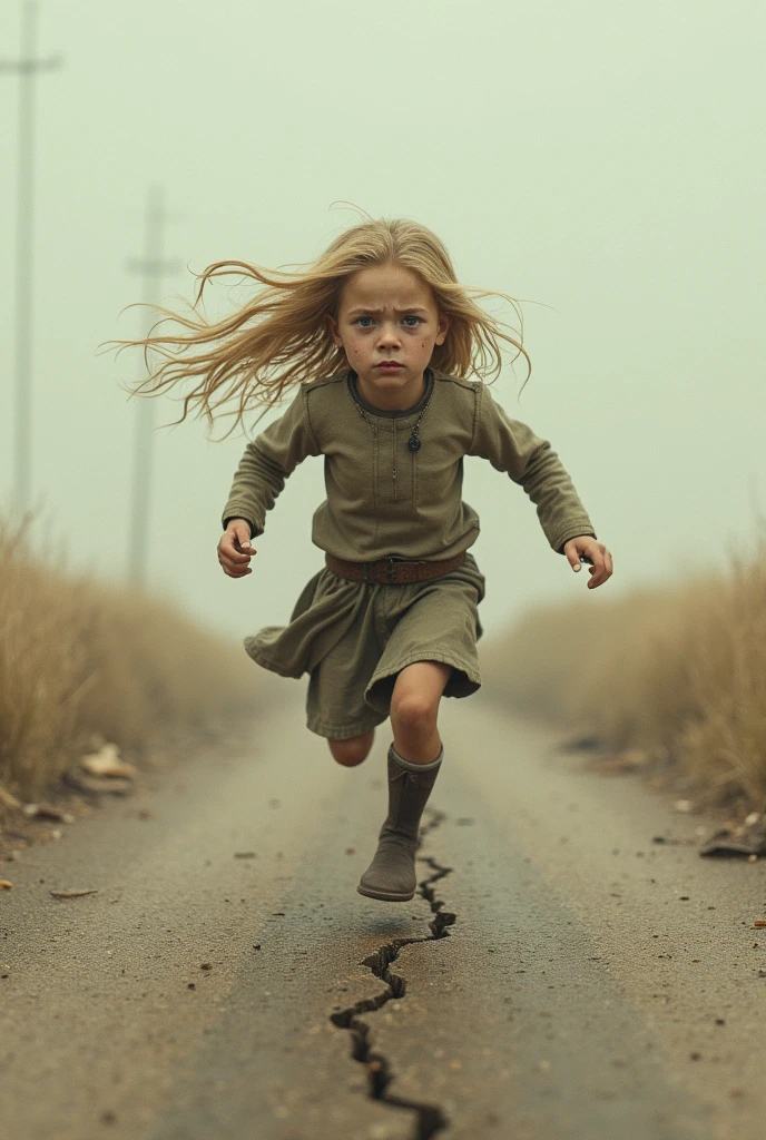girl, American, pretty, 6yo, slender, photorealism, blond hair, snowing, forest, racing shorts, sitting, hugging her knees, slanted eyes