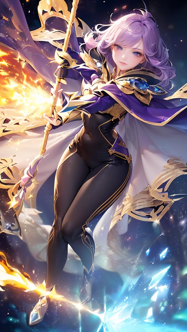 (female:1.2), 8k, ultra hd, ultra detailed texture, hyper realistic, masterpiece, detailed texture, detailed face, detailed skin, detailed lighting, (photorealistic:1.5), best quality, beautiful lighting, cinematic lighting, professional lighting, ultra highres, realistic, detailed hair, real hair, high quality, (realskin:1.5), extremely detailed, finely detail, ultra-detailed, 1girl, solo, elf, pointy ears, headgear, floating, (green eyes:1.5), lips, parted lips, white skin, nose, pretty, beautiful, make up, cute face, short hair, orange hair, large breasts, thigh, ass, pauldrons, gloves, bodysuit, Long sleeve, high collar, armor shoulder, eudora \(mobile legends\), from behind, depth of field, looking aways, projectile, aurora, galaxy, skin tight, amazing pose, glowing,  blurry background