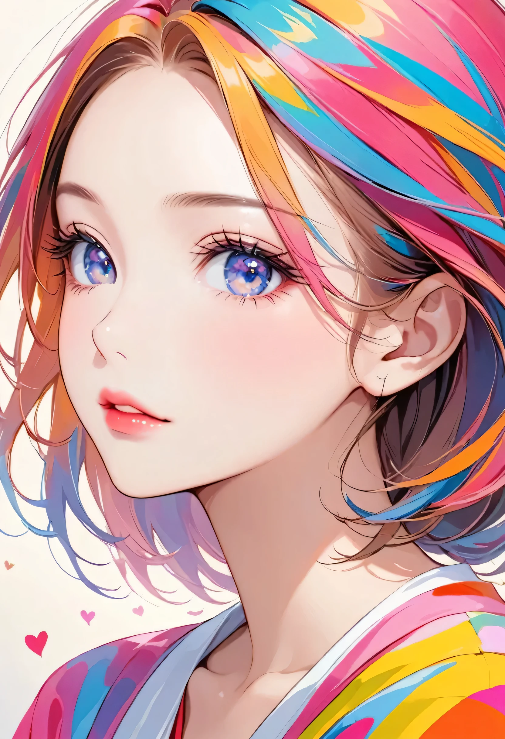 Machiko Satonaka colorfull style, Simple Line Initialism，Abstract art, The most beautiful girl ever, Lips in love, funny design, 
