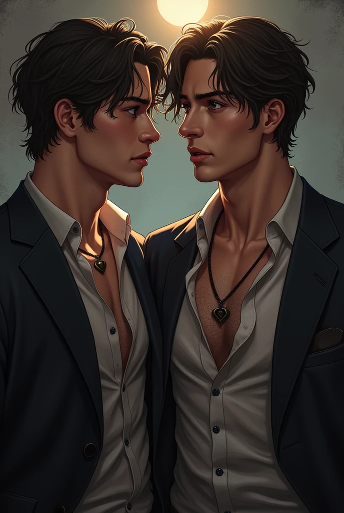 Amidst the serene ambiance, two men, their features etched with tender emotions, come together in a heartfelt embrace. The sun casts a warm glow over them, bathing the scene in a cozy, inviting light. Their bodies fit perfectly against each other, a symbol of deep connection and unwavering support. The gentle press of their cheeks against one another speaks volumes of the special bond they share, a moment suspended in time, cherished and treasured. The embrace is a testament to the human capacity for love and compassion, transcending societal norms and basking in the radiance of genuine human emotion.