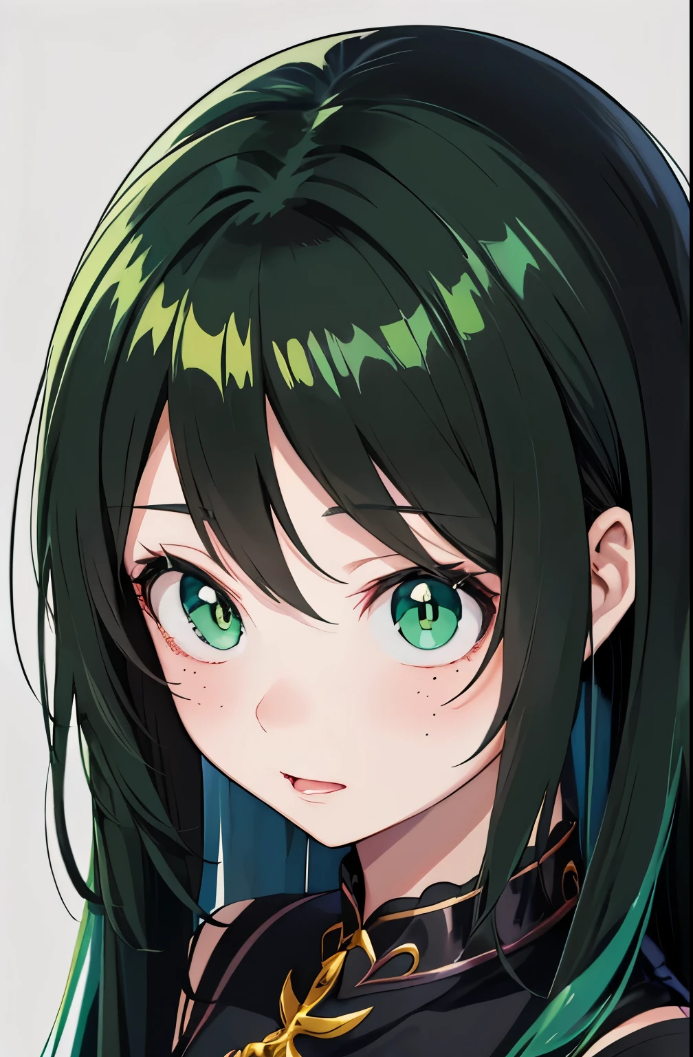 anime girl with green eyes and black dress, anime style portrait, anime moe artstyle, cute anime girl portraits, cute anime girl portrait, portrait anime girl, anime girl portrait, portrait of an anime girl, beautiful anime portrait, portrait of cute anime girl, detailed portrait of anime girl, realistic anime art style, anime character portrait, stunning anime face portrait