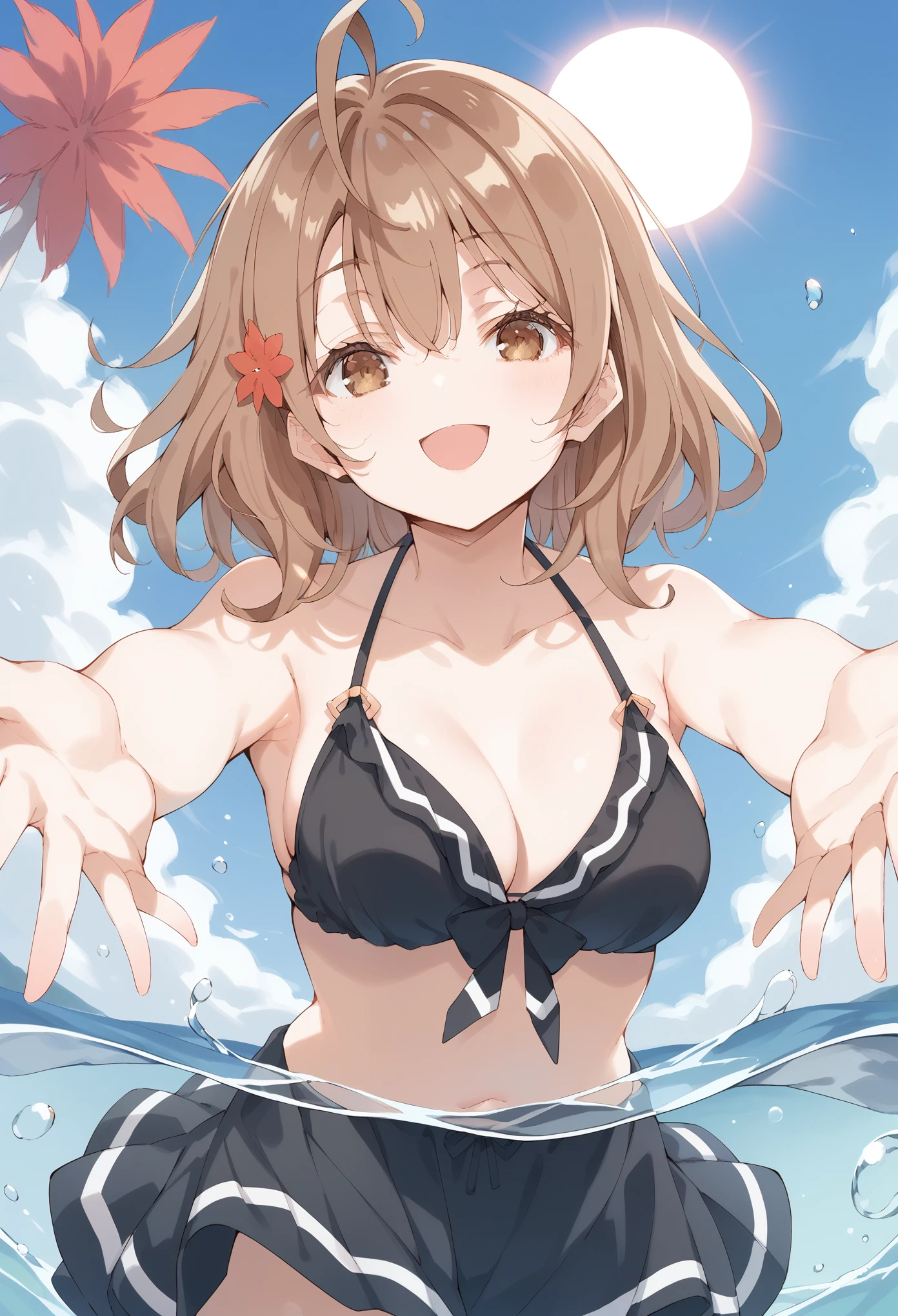 masterpiece, highest quality, close, Face shot,  \(Umamusume\),((Striped metallic super micro bikini))、Mansuji、See-through nipples、Sweat、(((semen)))、(Grown body、Large Breasts)、On the bed、Nightclub、Lewd face、Facing forward、Standing doggy style