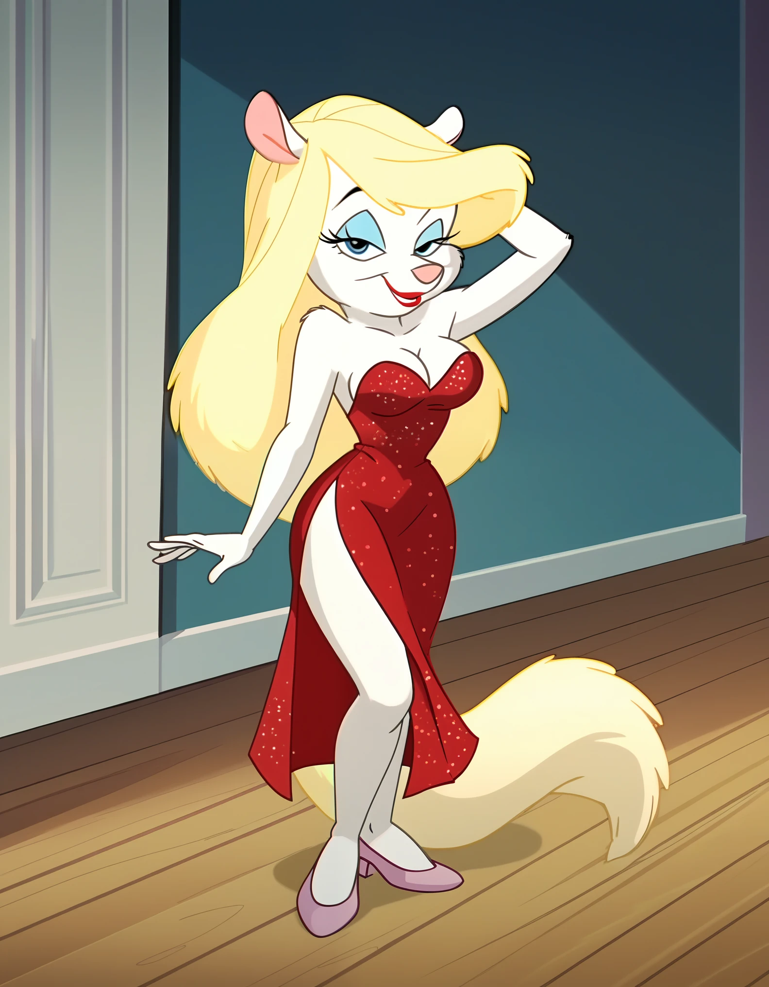 Minerva Mink (Animaniacs), <lora:HypnoHarem-19:1>, HypHarem, 1girl, best quality, masterpiece, highres