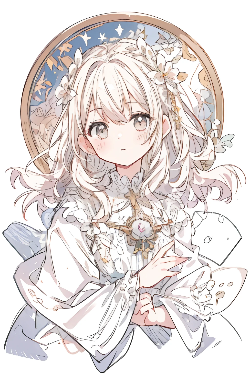A drawing of a woman with long hair and a white dress - SeaArt AI