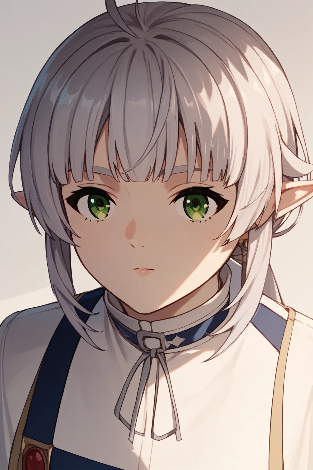 Sylphiette_Greyrat,bangs, Silver Hair,Long Hair,Yellow-green eyes,  White Capelet, Striped shirt, Long sleeve, belt, White Skirt, Black Pantyhose, Score_9, Score_8_up, Score_7_up, Score_6_up, Score_5_up, Score_4_up, 最high quality, masterpiece, Very detailed, high quality,Good quality,1 girl,(masterpiece,High resolution, Super detailed,8k,16k),View the viewer