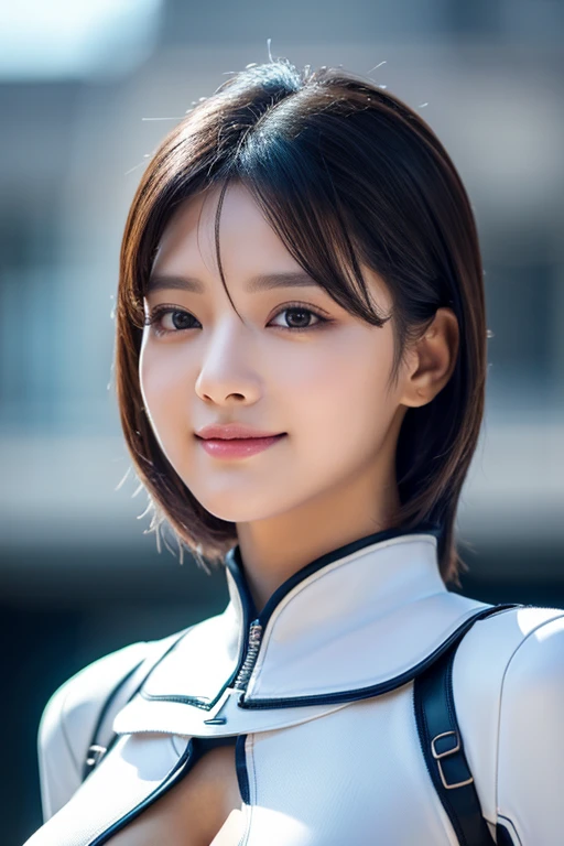 1 woman、Korean、Korean、cyberpunk suit、latex miniskirt, smooth rubber、tight suit、chest chuck、intricate details、high quality、(upscale:1.4)、Staring at me、ultra realistic 8k、Perfection face、perfection、clean、masterpiece、professional artwork、famous works、Perfection face、beautiful expression、beautiful eyes、short black hair、high heels、wet hair、very big breasts、best image quality、natural background、(focus on chest)、No pants, (RAW Photography:1.2)、top-quality、white, a beautiful detailed girl、tight water suit、latex wet suit, a smile、Twin-tailed、extremely detailed eye and face、beatiful detailed eyes、huge filesize、hight resolution、hight resolution、8k wallpapenely detail、Highly detailed ticker uniform 8k wallpaper、Light on the face、movie lighting、16-year-old girl、sexy pose、(photorealisim:1.4)、illustratio、surrealism、 frombelow、super detailing、​masterpiece