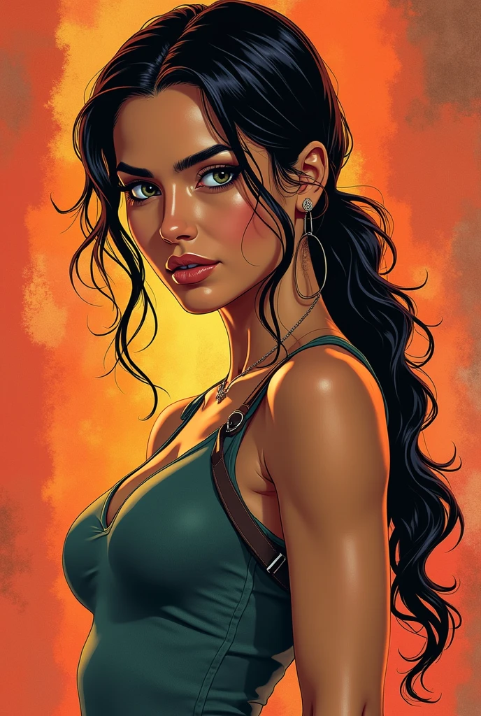 Egyptian ninja woman character with marks of war Cartoon image of a woman .cartoon style illustration, estilo de arte dos desenhos animados, estilo de arte dos desenhos animados, digital illustration style, design de personagens altamente detalhado, arte digital detalhada coragem, Forest fan art, Design de personagens de retrato, beautiful digital illustration, retrato de alta qualidade, Arte em quadrinhos, mulher jovem cabelo com transas lindas . Beautiful outlined eyes Medium large bust and wonderful sensual clothes. expression of sexual desire image from the waist to the head illustration