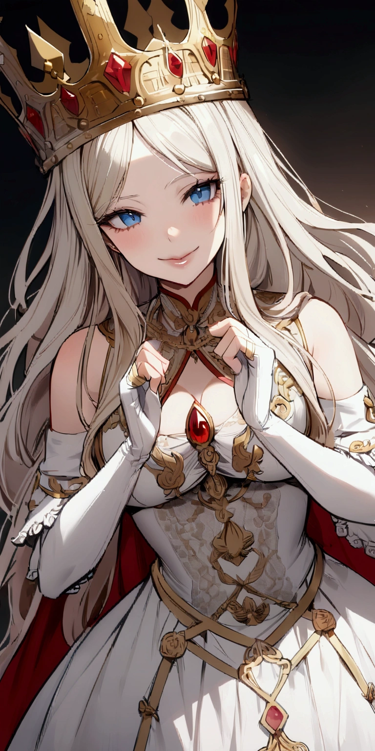 Highly detailed, High Quality, Masterpiece, beautiful, IncrsAnyasHehFaceMeme, grin, <lora:AnyasHehFaceMeme:1>, hc_gown, wearing hc_gown, <lora:Outfit_HauteCoutureGowns:0.7>