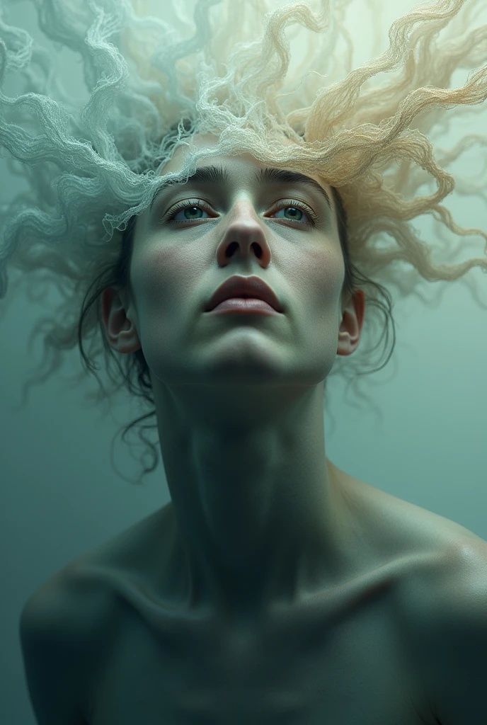 Gnostic Sophia Entity,Semi-Transparent Body,Energy-Like Veins the veins must be visible on the body and shiny,Ethereal Lighting :brightness of the veins and body transparency