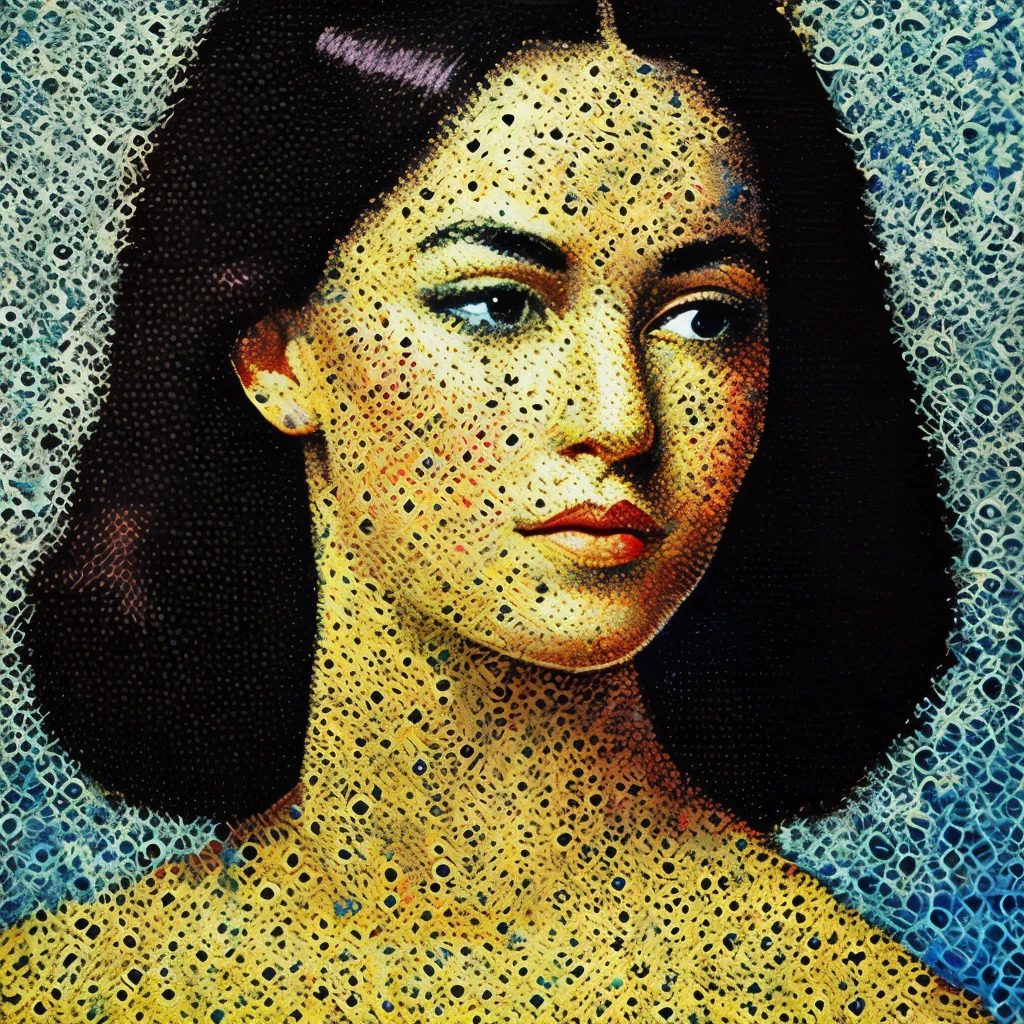 Pointillism of a Woman、Distorted Woman&#39;s Body