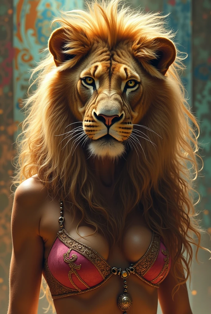 Hot girl with lion body big boobs
