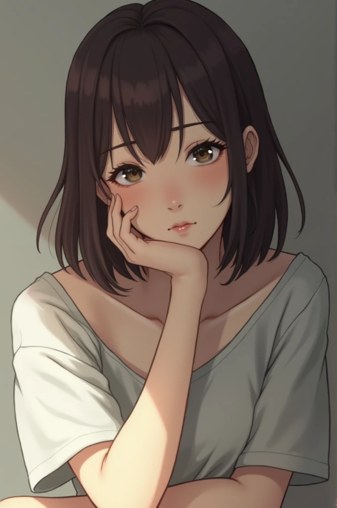 kotegawayui, Yui Kotegawa, black hair, (brown eyes:1.5), long hair,wet hair , wet clothes,Big Y-shirt,black string underwear,Wiping hair with a towel,wet skin,window rain,cloudy sky,blush,embarrassing,
break looking at viewer,
break indoors, Bedroom,
break (masterpiece:1.2), highest quality, High resolution, unity 8k wallpaper, (figure:0.8), (detailed and beautiful eyes:1.6), highly detailed face, perfect lighting, Very detailed CG, (perfect hands, perfect anatomy),