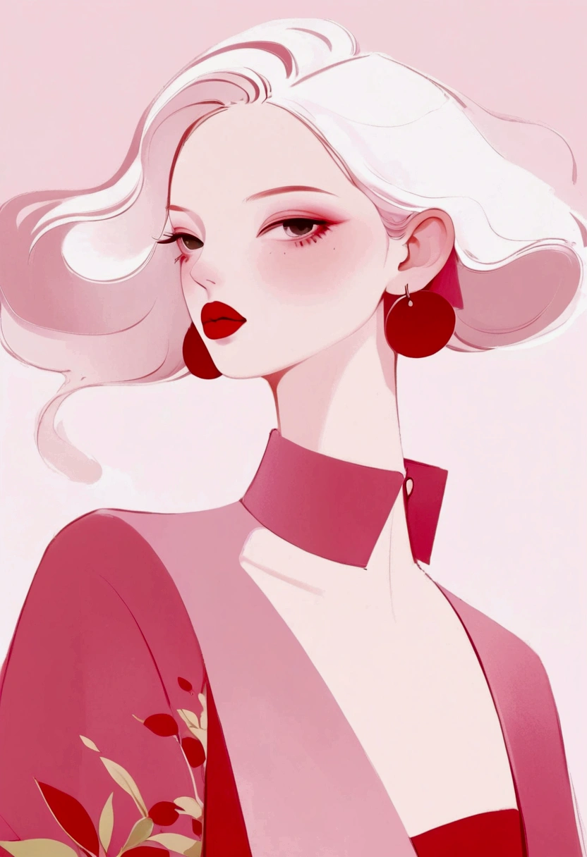 painting of a woman with a pink dress and red lips, rossdraws pastel vibrant, inspired by James Jean, loish |, loish art style, soft anime illustration, 2 d gouache illustration, style of james jean, trending on artstration, rossdraws cartoon vibrant, loish and clamp style, matte gouache illustration, illustration painting, pastel style painting, painting illustration